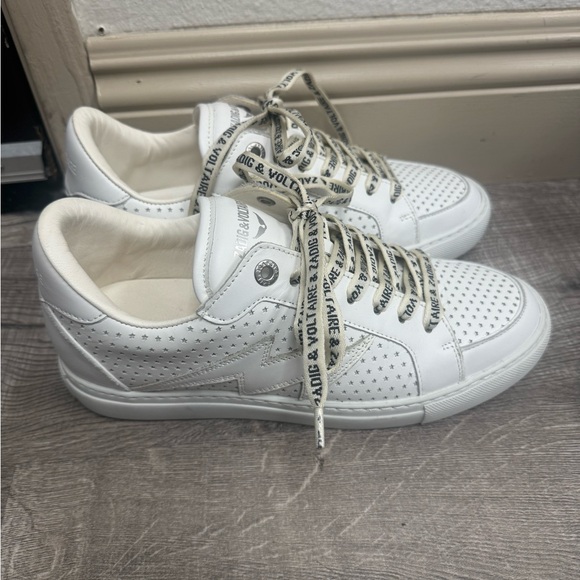 Zadig and Voltaire Leather LA Flash Trainers | Jules B Zadig & Voltaire Perforated White Sneakers
